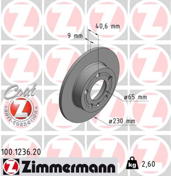 Brzdový kotouč ZIMMERMANN 100.1236.20